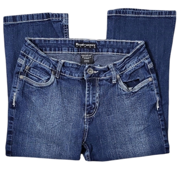 Roadrunner Women's Jeans Size 6 Capris Medium Wash Denim Split Cuff - Picture 3 of 12